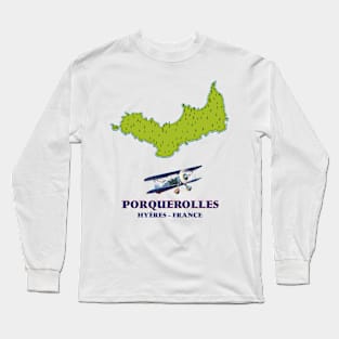 Porquerolles France island travel map Long Sleeve T-Shirt